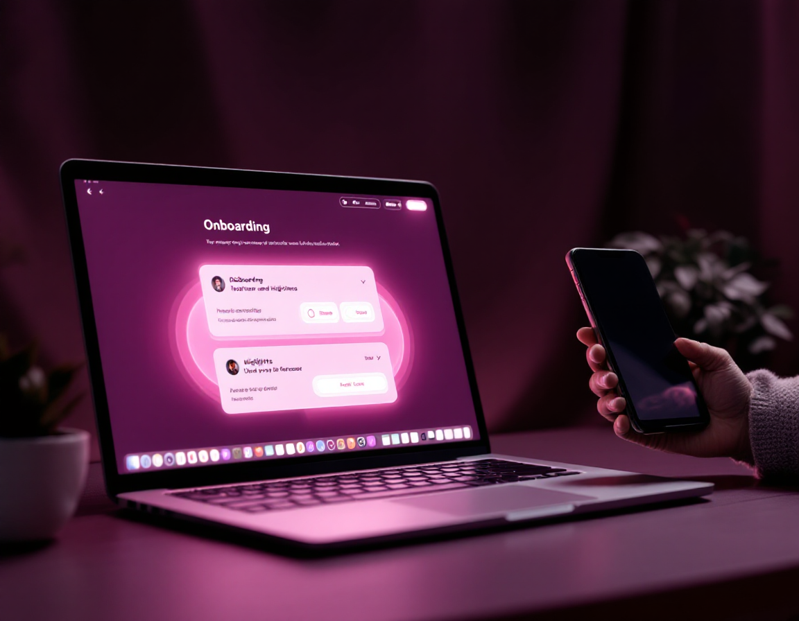 Frames from an animated SaaS product demo laid out as a filmstrip