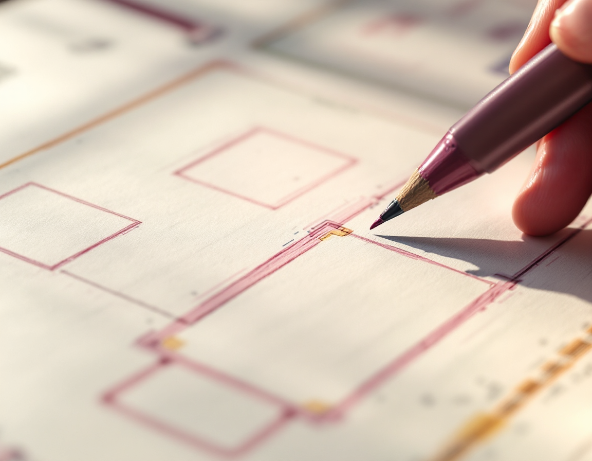 Hand-drawn storyboard frames for a product demo on ivory paper